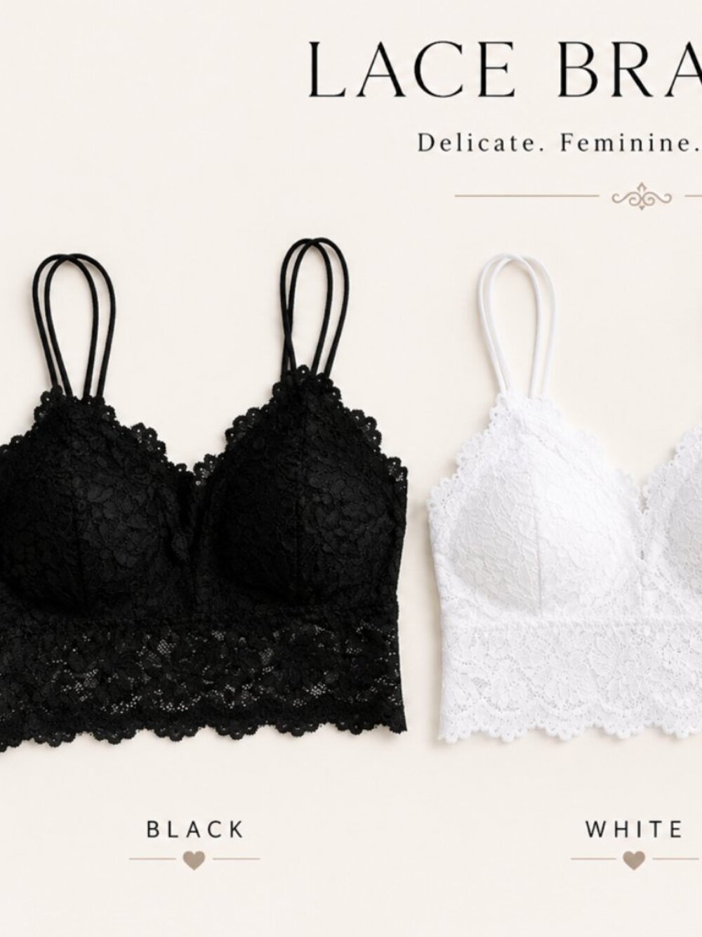 BRL12 Your Choice of Black, Ivory or White Bralette